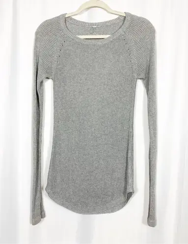 Lululemon  Cabin Yogi Long Sleeve Heathered Medium Grey Ribbed Cashmere Sweater