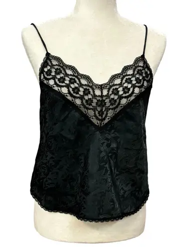 VTG Dreamtime Camisole Top Black Lace Satin Sz M Goth Grunge Witchy Whimsigoth Size M