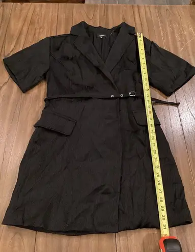 4SI3NNA Lorenzo Short Sleeve Belted Blazer Dress Notch Collar Black Medium