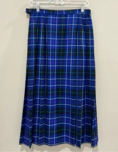 Pendleton Vintage Plaid Wool Skirt Blue Black Sz 10 Made in USA Academia