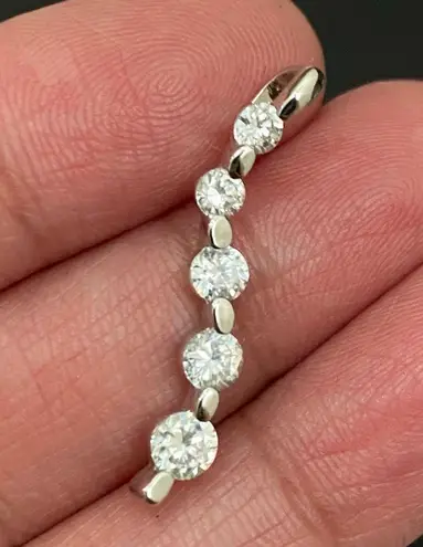 Sterling Silver Vintage Signed 925 Journey Clear Cubic Zirconia CZ Drop Pendant