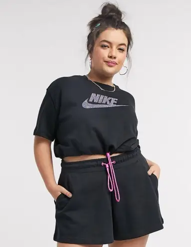 Nike  Plus Size Short Sleeve Cropped Spellout Sweatshirt