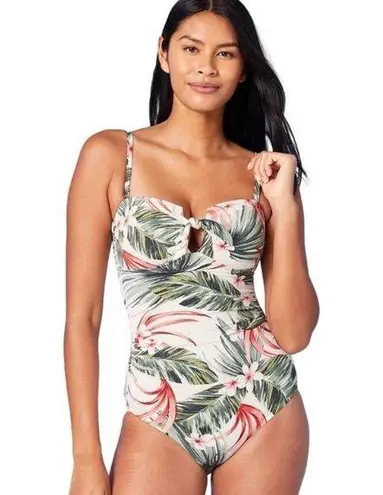 Kona Sol ™ Pique Bandeau High Coverage One Piece Swimsuit Tropical Size Small