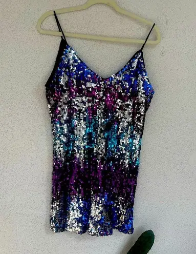Anna Sui NWOT Anna Kaci midnight spaghetti strap sequin dress medium