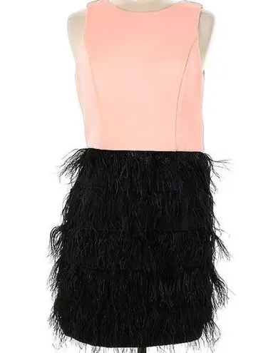 Slate + Willow Sz. 6 Cocktail Dress | Blush Top | Feathered Skirt | Unique