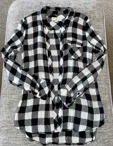 Thread and Supply Black And White Plaid Button Down