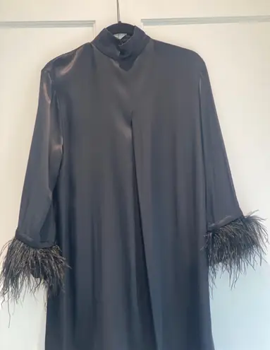 Sleeper Mini Dress or Tunic With Detachable Feathers in NWT Black Size XS Generous Fit