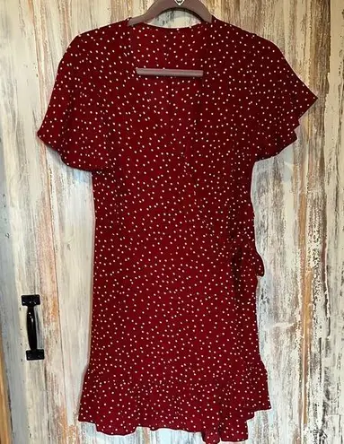 Red Polka Dot Wrap Dress thumbnail 1
