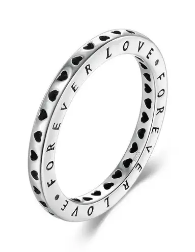 SIZE 8 925 Hollow Hearts Stackable Ring Silver