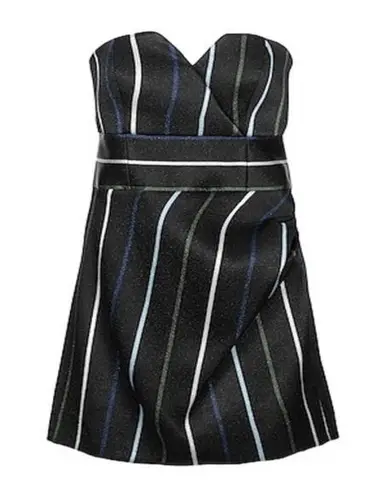 Emporio Armani NWT Draped Metallic-Stripe Strapless Dress Black Size IT 40/US 4
