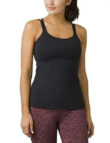 prAna NWT Womens Yoga Pilates Strappy Top Bra New Naturale Black Hike Cups L