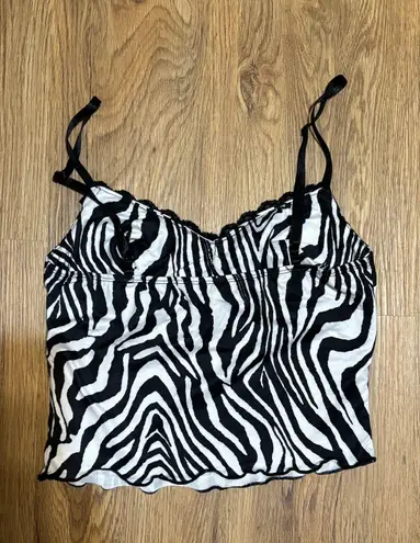 Y2K Zebra Lace Tank Top