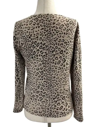 Jones New York  Collection Leopard Print Cardigan Long Sleeve Sweater Size SP