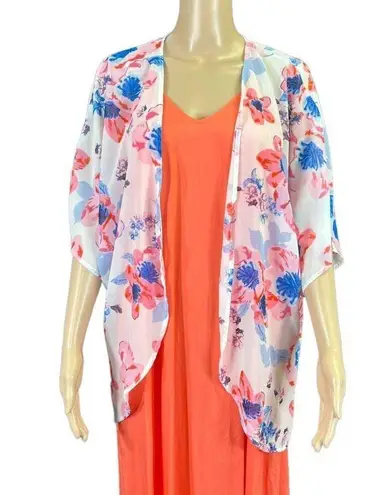 Boutique Womens Kimono Wrap Shrug Shawl Sheer Floral Print Lightweight Small