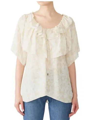 See By Chloe Floral Silk Blend Ruffle Blouse Top