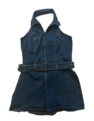 Forenza Vintage 90’s Forenze Halter Neck Denim Shorts Romper, Sz 16