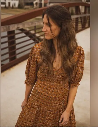 Daughters of India Zuri Wrap Dress in Autumn NEW Brown Size XS