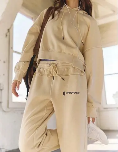 FP Movement Free People Undefeated Sweatshirt/Pant Set Tan Size XS - Image 1