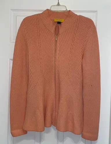 St. John Peach Zip front swing cardigan sweater