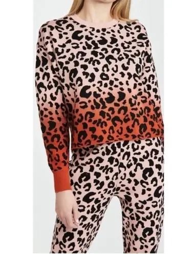 525 America Leopard Dip Dye Ombre Sweater in Papaya Multi Neon sz Small