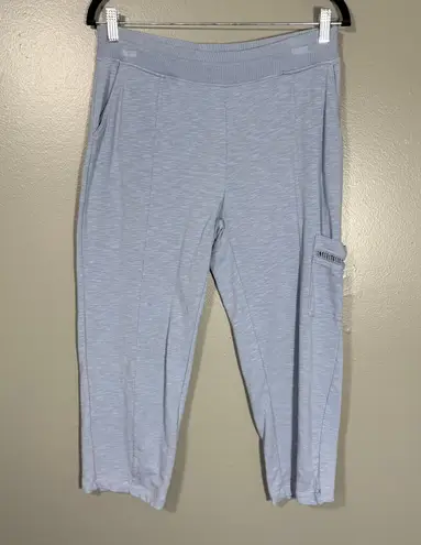 Onque Casual Women's Blue Jersey Knit Cozycore Cropped Sweatpants