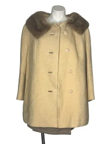 ROTHMOOR Wool Coat Fur Collar Lined 60s 70s VINTAGE Fits Size Medium