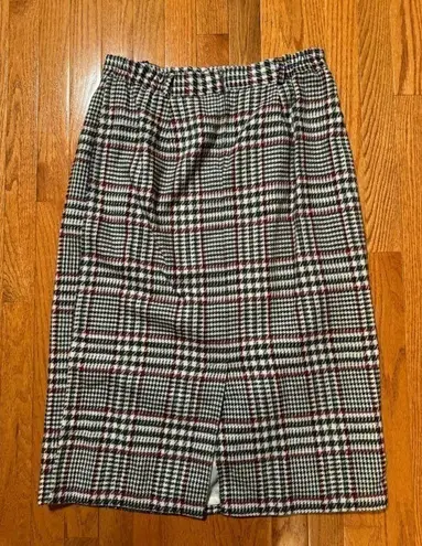 Leslie Fay Vintage  Separates black red ivory plaid midi pencil skirt size small