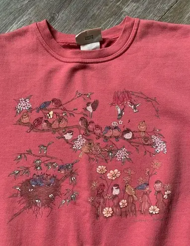 Northern Reflections VTG  Happy Bird Graphic Crewneck Sweatshirt Pink Salmon M