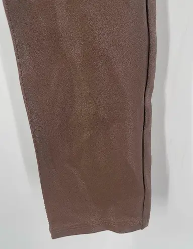 TAGOO Leggings Size Small Brown Liquid Shiny Stretch High Waist Tummy Control