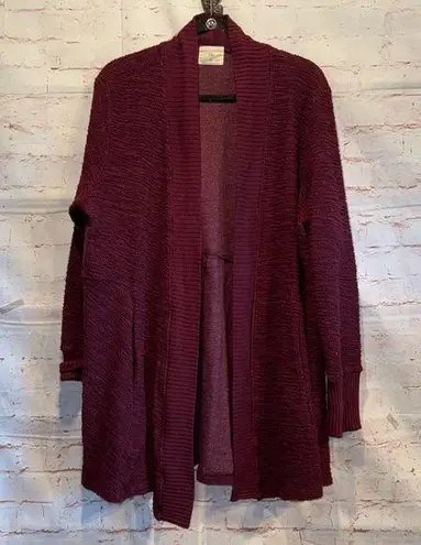 T. La almandine open cardigan burgundy long pockets warm XL Red