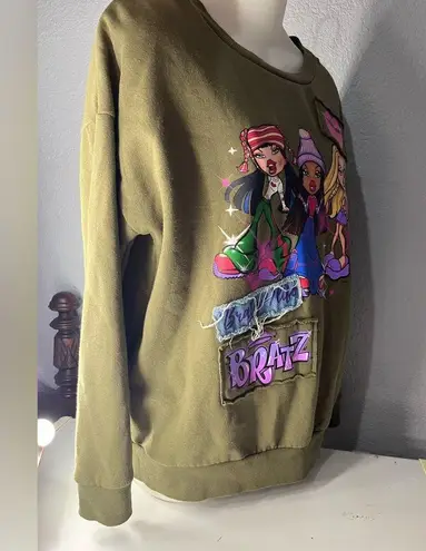Olive Green Bratz Y2K styled Graphic crewneck Sweater Size M