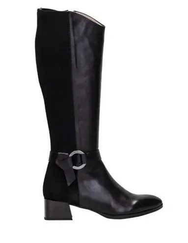 Hispanitas Women’s Black Leather Suede Tall Boot Riding Boots with Stretch 36 Size 5