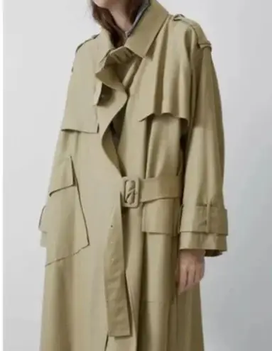 ZARA NWT  Oversized Trench Coat Belted Double Breasted Bloggers Fav S/M