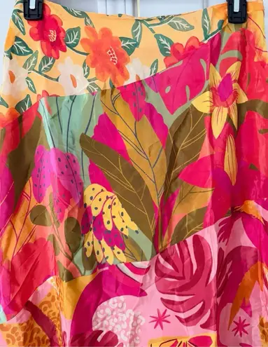 Farm Rio Satin Slip A-Line Floral Maxi Skirt, Size S