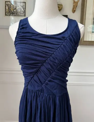 Plenty by Tracey Reese Anthropologie Blue Ruched Stretchy Fit and Flare Maxi Dre