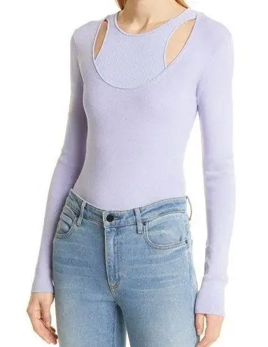 Gauge81 Lilac Purple Gyda Ribbed Long Sleeve Layered Bodysuit Size M Size M
