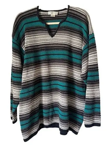 S4 90s VTG Cattivo Stripe Ramie Cotton V Neck Sweater Size S/M Blue Size undefined