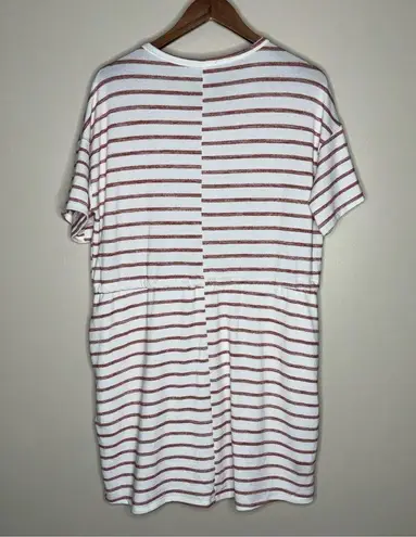 Lulu's Beach Casual White & Red Striped Drawstring Mini Dress