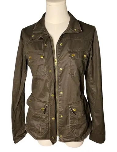 J.Crew Women Waxed Field Jacket Olive Brown Green Brown S Utility Heritage Coat