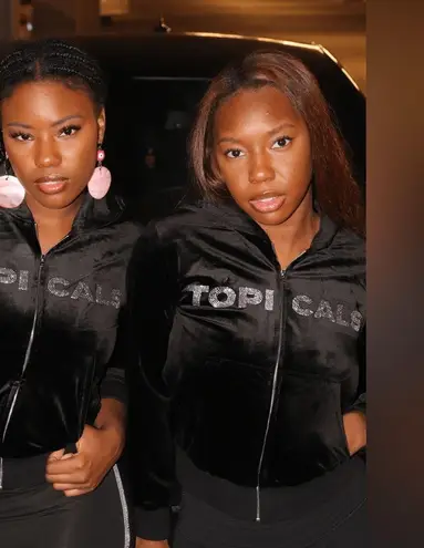 Topicals velour tracksuit hooded jacket Black