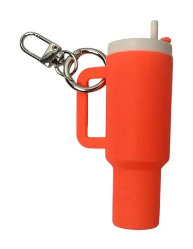 Mini Tumbler Keychain Orange Cup Accessory – Removable Lid (New)