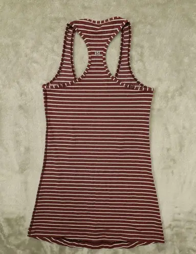 lululemon Women's Burgundy Red White Stripe Cool Racerback Tank Top size 2