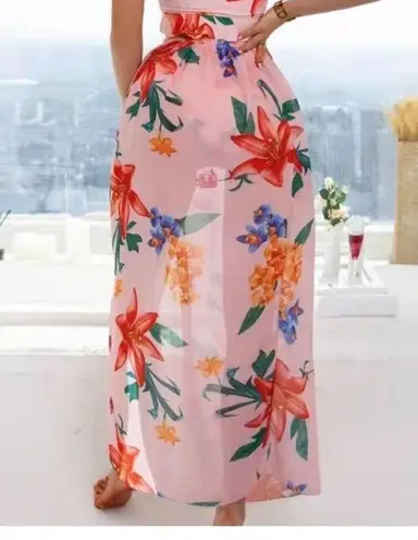 Womens Swimwear Skirt Cover Ups Open Front Sz Medium Pink