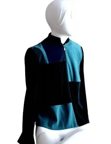 Jennifer Moore 90s Vintage  blue Color Blocked Patchwork Casual Light jacket 8P