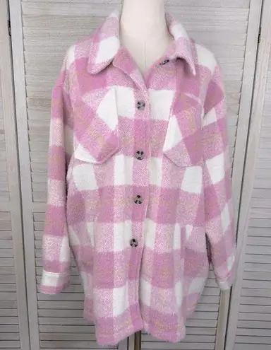 Vigoss  Women's Pink & White Plaid Jacket-XL - Image 1