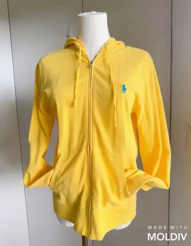 Ralph Lauren Womens Hoodie Yellow Size M Classic Preppy Casual Beach Coastal