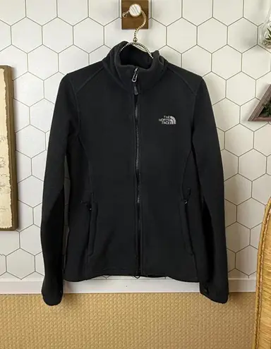 The North Face  Black Sweater Fleece Zip Jacket with Lavender Logo - Size - Small
