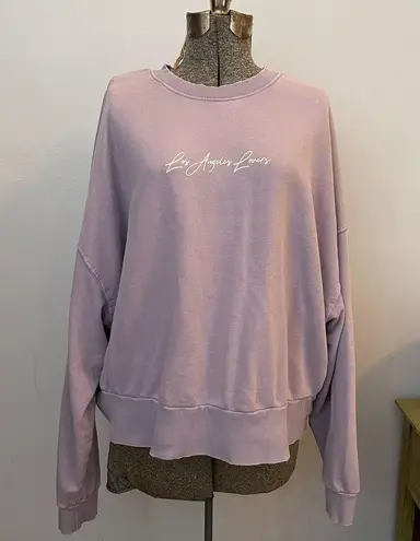 Bershka Los Angeles Lovers Spell out Lilac Oversized Crewneck Sweater Size Large