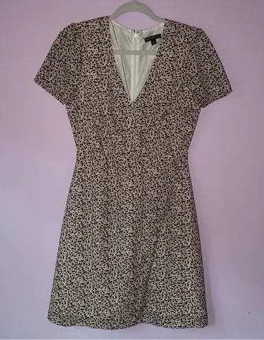 J.Crew  Mini Dress Size 0 Wrap Front A Line Pink Ditsy Floral Short Sleeve V Neck