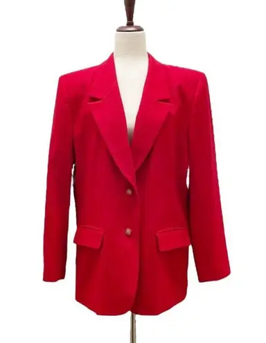 Pendleton Vintage Cherry Red Wool Blazer Womens Size 14 Oversized Preppy Classic